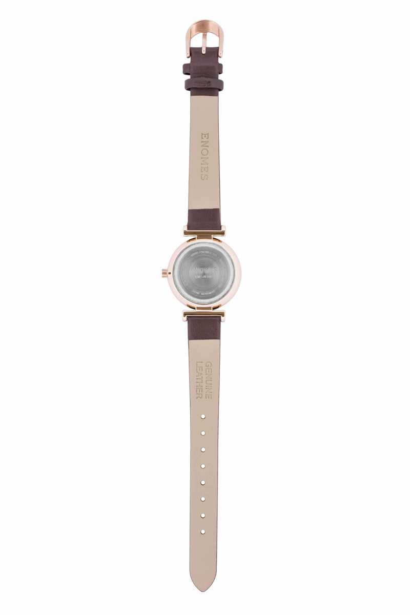 Enomes Luna Series Rose Gold Leather Watch