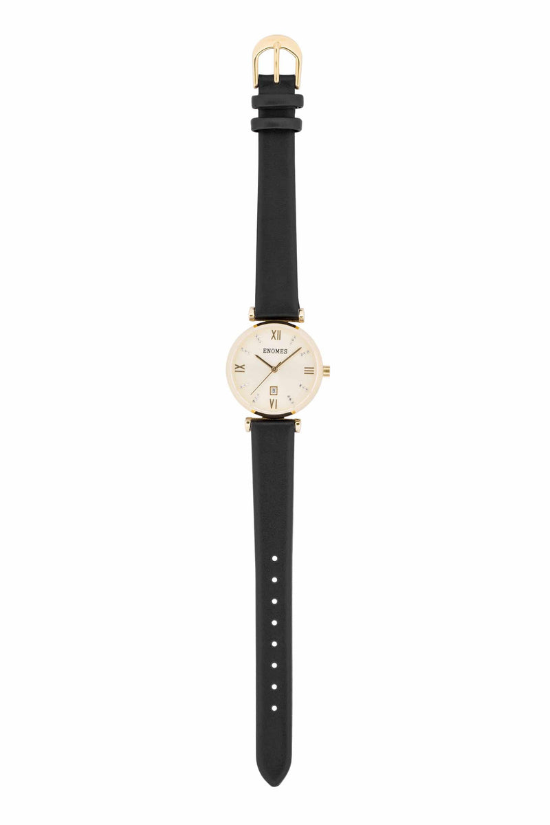Enomes Luna Series Gold Leather Watch
