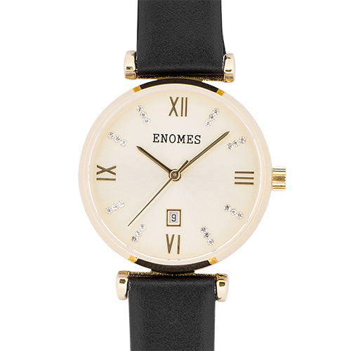 Enomes Luna Series Gold Leather Watch